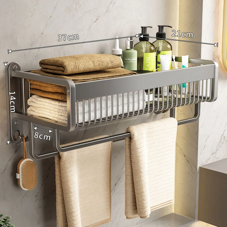 No Drill Metal Bathroom Wall Mounted Towel Rack